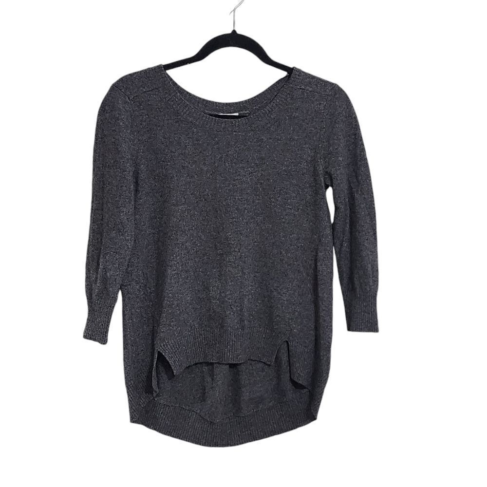 Goats sweater gray cashmere high low 3/4 sleeve luxury minimalists cozy S